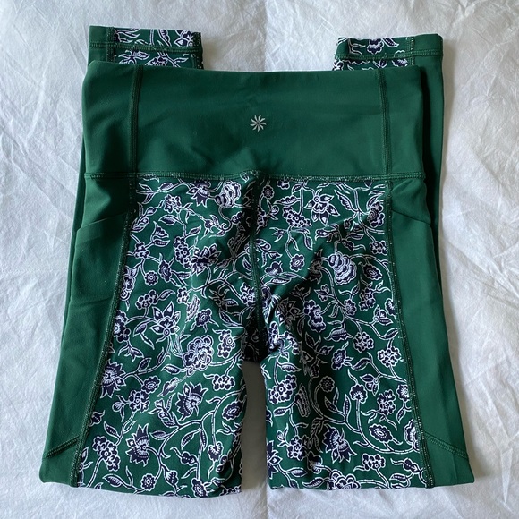 Athleta Affirmation Kamal Green and White Floral Leggings - Picture 2 of 6